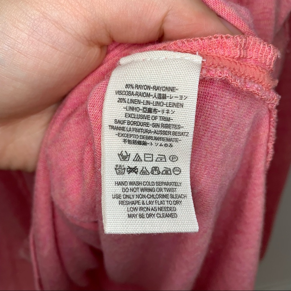 We The Free Pink Linen Blend V Neck ¾ Sleeve Top Size Small - Picture 9 of 12